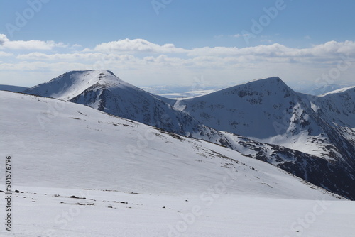 cairn toul and sgor an lochain uaine (the Angel's peak) in cairngorms scotland highlands