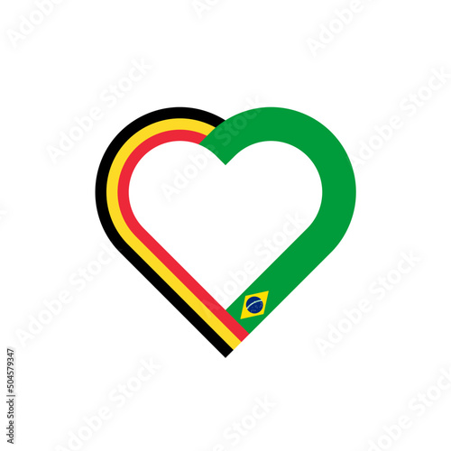unity concept. heart ribbon icon of belgium and brazil flags. vector illustration isolated on white background