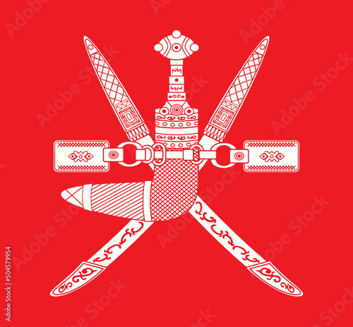 Coat of arm from the flag of Oman. Vector drawing icon