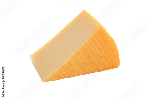 semi firm uncooked cheese isolated on white background photo