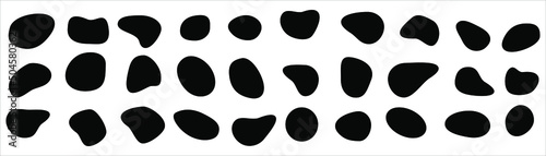 Set of different blotch shapes. Random abstract liquid shapes, round abstract organic elements. Pebble, drops and blobs silhouettes. Simple rounded shapes. Vector illustration photo