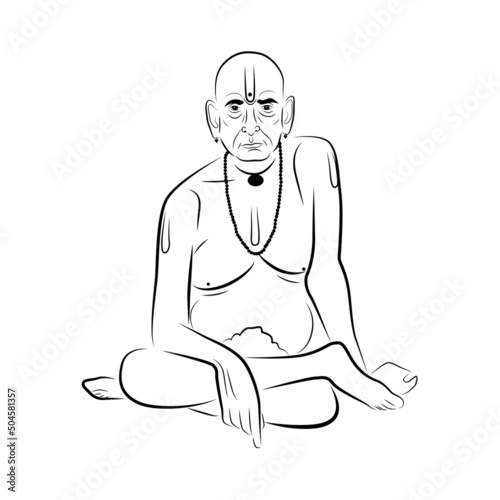 Shri Samarth Swami vector illustration. Swami of Akkalkot. Indian hindu saint. photo