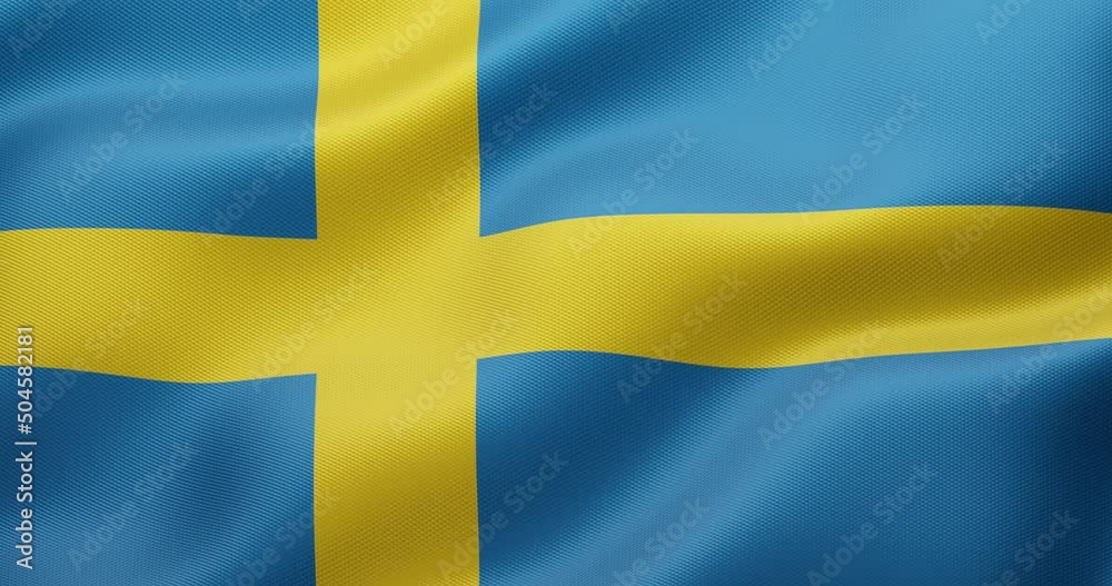 4K 3D Seamless loop animation of the Swedish flag. Accurate dimensions and official colors. Symbol of patriotism and freedom.