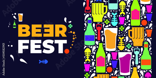 Vector Design Beer Drink Festival Colorful Banner Background
