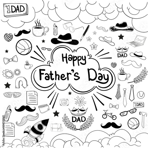 hand draw doodle element happy father's day
