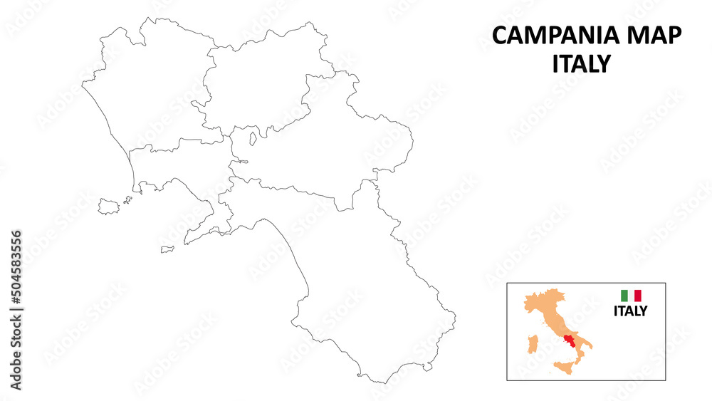 Campania Map. State and district map of Campania. Political map of