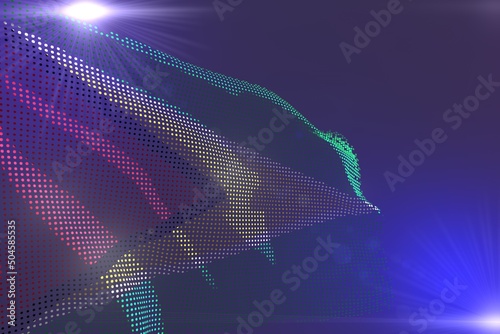 nice any feast flag 3d illustration. - modern vivid illustration of Guyana flag made of dots waving on purple with space for text