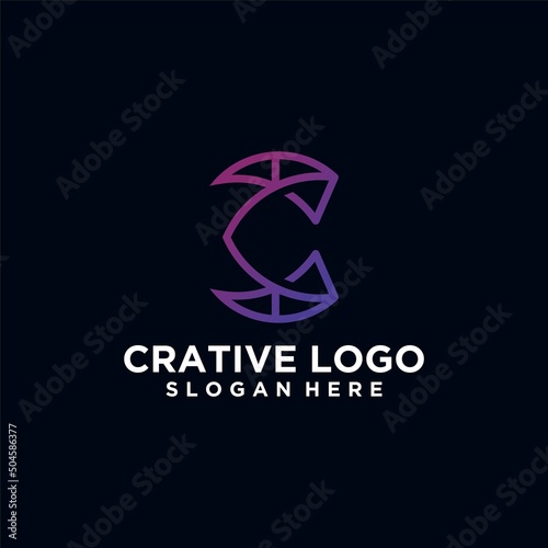 Smart and creative letter c logo design, letter c technology logo. vector logotype