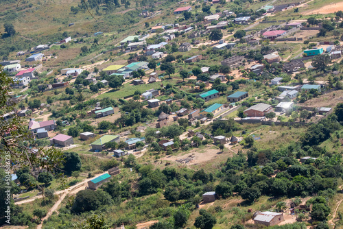 Aerial view of a suburb in Manica province, Mozambique
