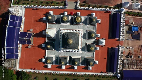 Aerial view of Wat Ban Den or Wat Banden complex temple in Mae Taeng District, Chiang Mai, Thailand photo