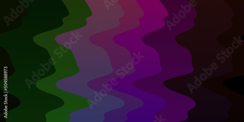 Dark Pink, Green vector background with bent lines.