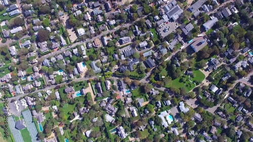 Aerial shot of Edgartown on Martha's Vineyard, Massachusetts, United States on a sunny day with the view of Chappaquiddick Island photo