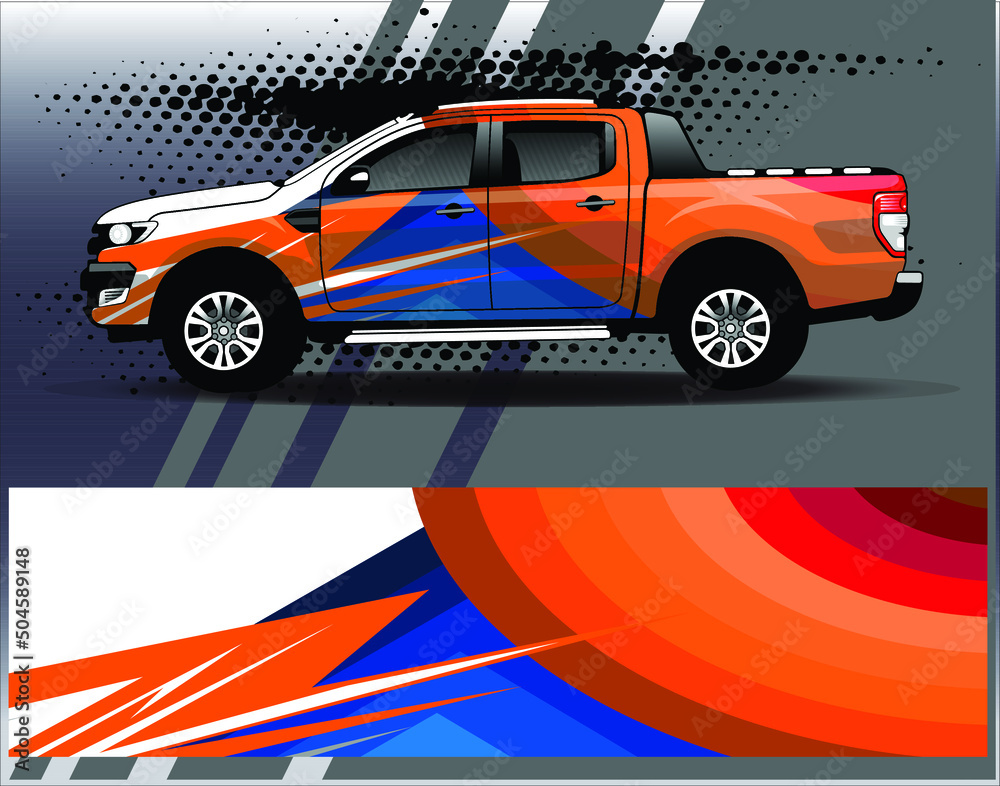Graphic abstract stripe racing background designs for vehicle rally race adventure and car racing livery