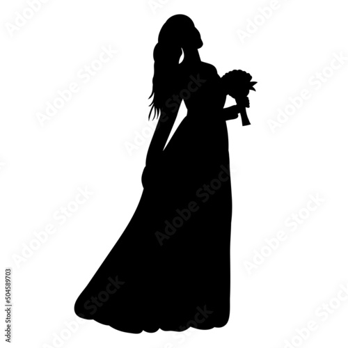 princess, bride silhouette, on white background, isolated