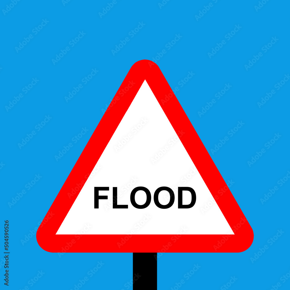 Warning triangle flood sign likely on this road Warning triangle flood sign likely on this road