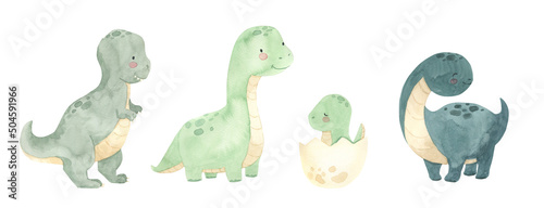 Foto Watercolor dinosaurs illustration for kids