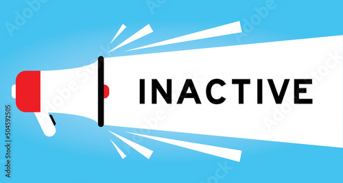 Color megaphone icon with word inactive in white banner on blue background