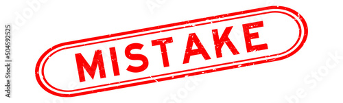 Grunge red mistake word rubber seal stamp on white background