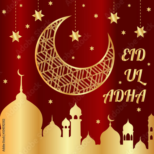 Gold Style Eid Al Adha Social Media Post Banner Template Background photo