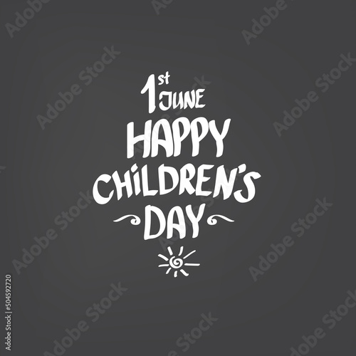 1 june international childrens day icon or label isolated on stylish grey background. happy Children day greeting card. kids day poster. Children day banner, social media post, graphic illustartion.