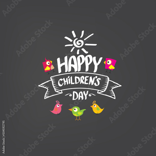 1 june international childrens day icon or label isolated on stylish grey background. happy Children day greeting card. kids day poster. Children day banner, social media post, graphic illustartion.