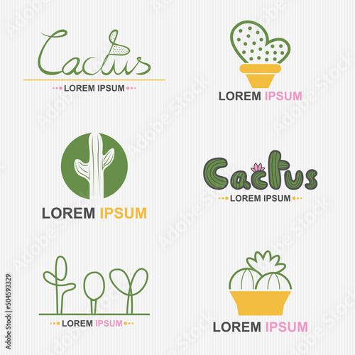 Cactus Plant And Tree Logo Set - Vector