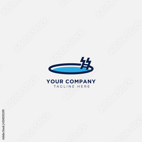 service swimming pool power renovation and building logo