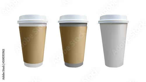Coffee cups mock up isolated on white background. EPS 10