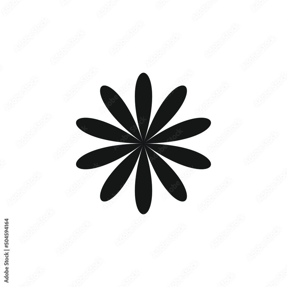 Ten petals flower silhouette vector. Flower with 10 petals. Flower icon
