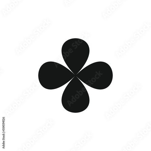 Four petals flower silhouette vector. Flower with 4 petals. Flower icon