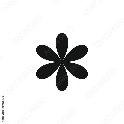 Six petals flower silhouette vector. Flower with 6 petals. Flower icon