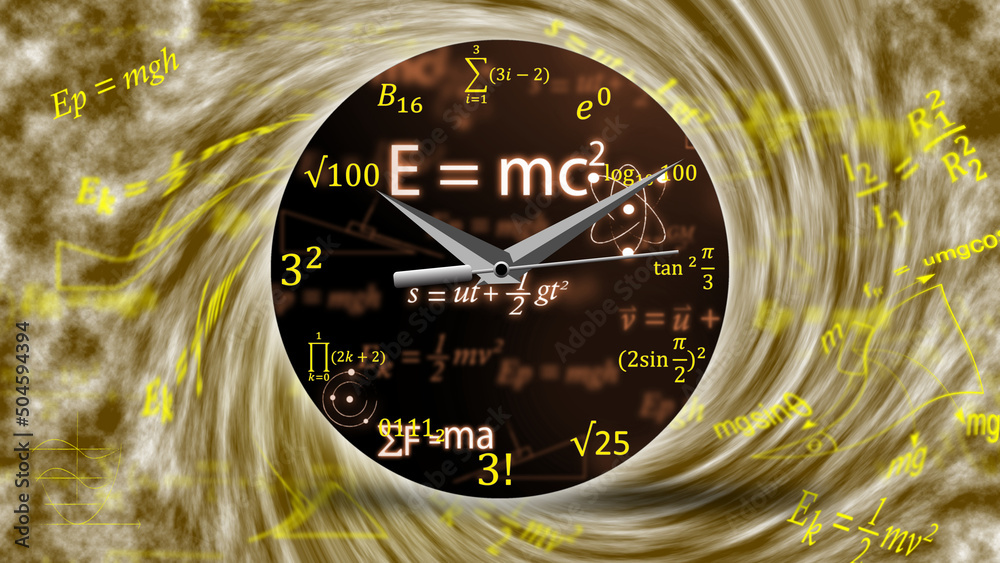 Clock history, or watch with a physics equation and the background is a