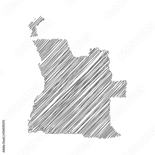 Fotografiet vector illustration of scribble drawing map of Angola