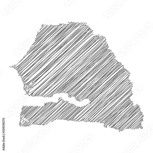 vector illustration of scribble drawing map of Senegal