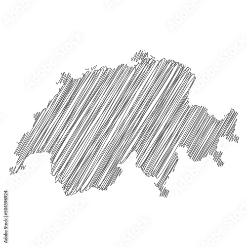 vector illustration of scribble drawing map of Switzerland