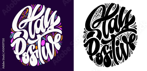 Lettering postcard about life. Motivation hand drawm doodle poster.