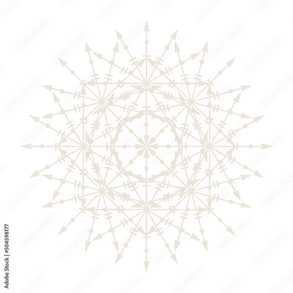 Mandala Round Circle Lace Symbol Icon. Abstract Oriental Mandala Template. Yoga Style Arabesque Pattern Elegant Element Icon