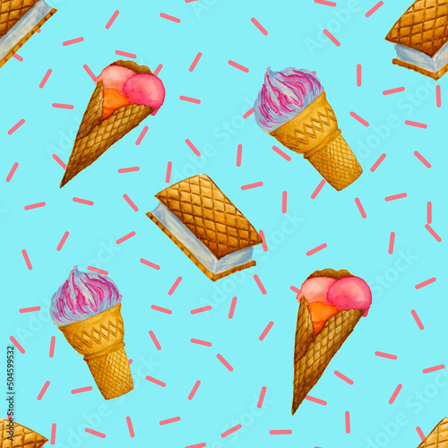 ce cream pattern, pink background, powder, delicious background, sweet