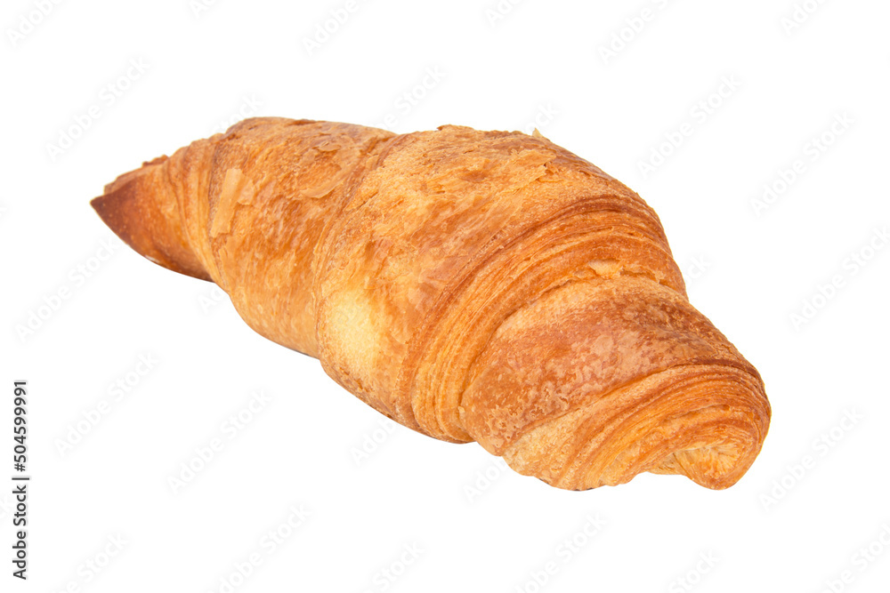 French croissant with cherry jam filling isolated on the white background French croissant with cherry jam filling isolated on the white background
