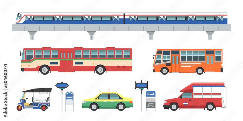 Fototapeta premium Local public transport in Bangkok Thailand vector illustration