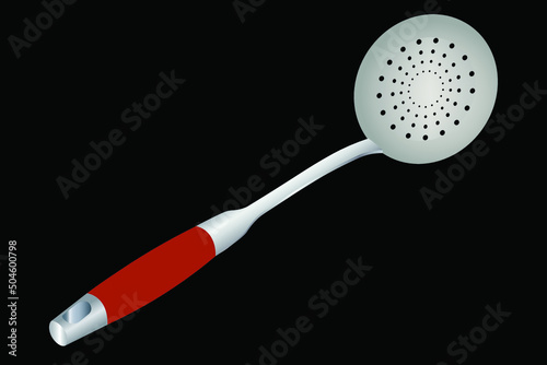 colander with wooden insert on a long handle