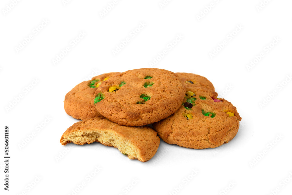 Shortbread cookies with dragees isolated on white background. Shortbread cookies with dragees isolated on white background.