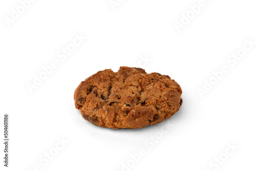 Chocolate chip cookies isolated on white background. American biscuit sweet dessert.