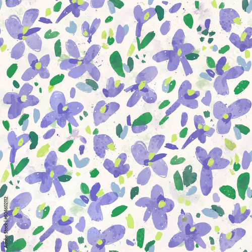 Schilderij op canvas Spring purple and green violet garden pattern