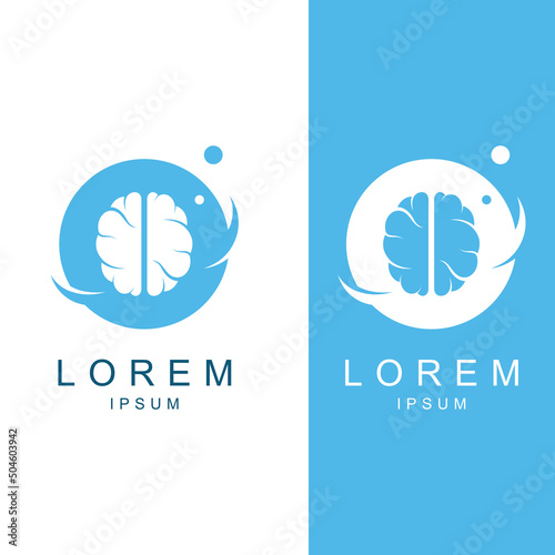 Brain logo. Brain logo with combination of technology and brain part nerve cells, with design concept vector illustration template.