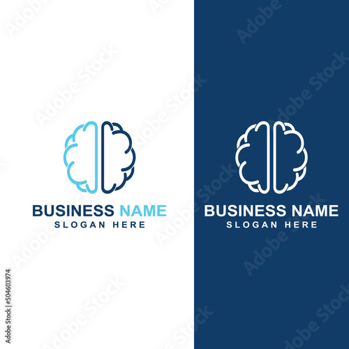 Brain logo. Brain logo with combination of technology and brain part nerve cells, with design concept vector illustration template.