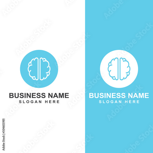 Brain logo. Brain logo with combination of technology and brain part nerve cells, with design concept vector illustration template.