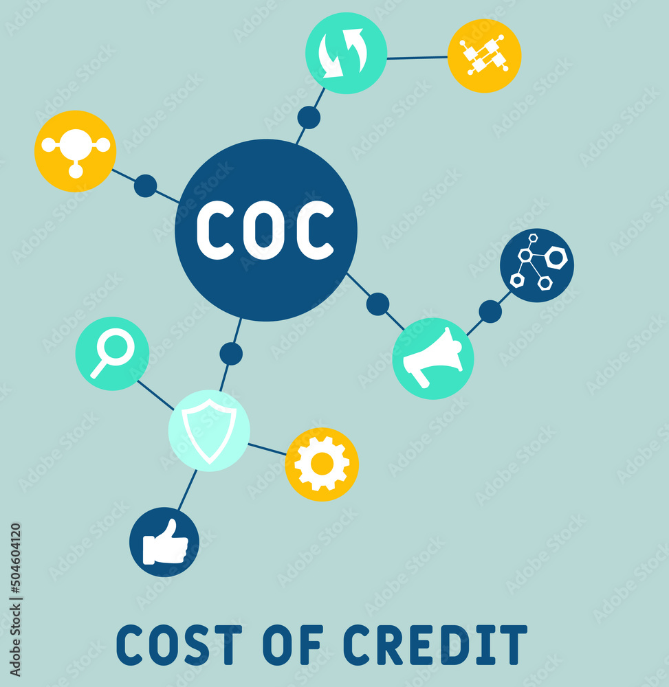 COC Cost Of Credit acronym. business concept background. vector illustration concept with keywords and icons. lettering illustration with icons for web banner, flyer, landing pag COC Cost Of Credit acronym. business concept background. vector illustration concept with keywords and icons. lettering illustration with icons for web banner, flyer, landing pag