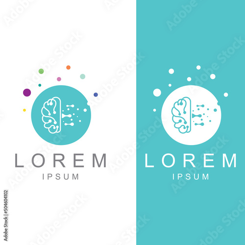 Brain logo. Brain logo with combination of technology and brain part nerve cells, with design concept vector illustration template.