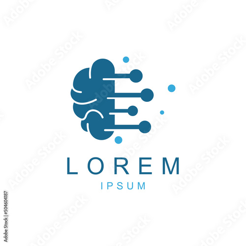 Brain logo. Brain logo with combination of technology and brain part nerve cells, with design concept vector illustration template.